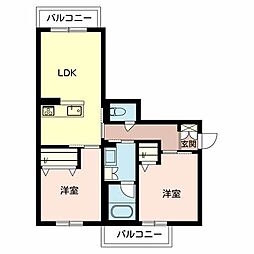 ピュアローレA 2LDKの間取図画像