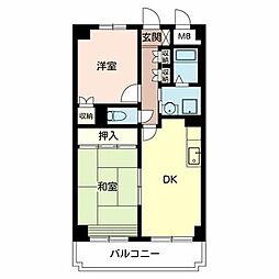 パルクアン 2DKの間取図画像