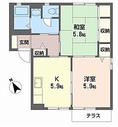 ダ・コタハウス栗東A 2Kの間取図画像