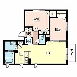 コートリヴェール2 2LDKの間取図画像