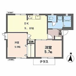 ベルテ・イスズ2 2DKの間取図画像