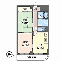 メゾンパストラル 2DKの間取図画像