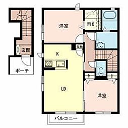 ウエストサイドB 2LDKの間取図画像