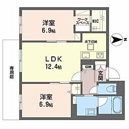 シャーメゾンラン 2LDKの間取図画像