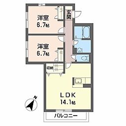 アーバンフラット 2LDKの間取図画像