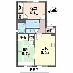 フレグランス平野 2DKの間取図画像