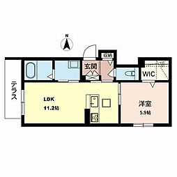 シャーメゾン背戸口 1LDKの間取図画像