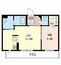 シャーメゾン口谷 1LDKの間取図画像