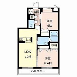 ベレオ宝塚 2LDKの間取図画像