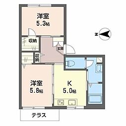 フレグランス宝塚3 2Kの間取図画像