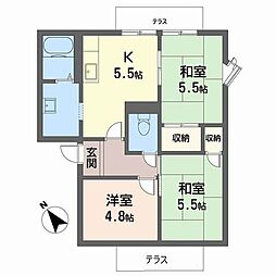フレグランス宝塚 3Kの間取図画像
