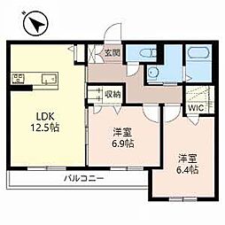 シャーメゾン山本 2LDKの間取図画像