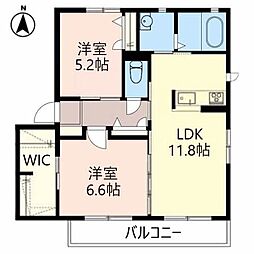 メゾン・グランメール 2階2LDKの間取り