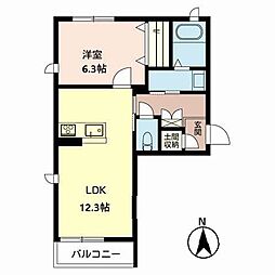 シャーメゾンエミナ 1LDKの間取図画像