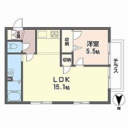 シャルマンハイツ魚崎 1LDKの間取図画像