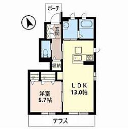 キルシュブルク 1LDKの間取図画像
