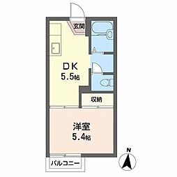 中津ハイツ 1DKの間取図画像