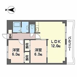 グランドール大池 0605 6階2LDKの間取り