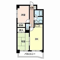 グランドール大池 3階2DKの間取り