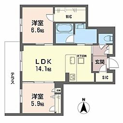 プラート　キアリノ 1階2LDKの間取り