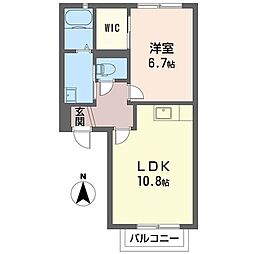 西栄ハイツ 1LDKの間取図画像