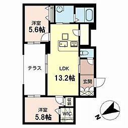 シャーメゾンエクラージュ 2LDKの間取図画像