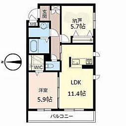 シャーメゾンファミーユ長池B 1SLDKの間取図画像