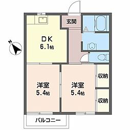 フレグランス西大池 2DKの間取図画像