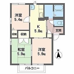 ディアス甲栄台C棟 3Kの間取図画像