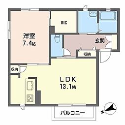 シャーメゾン谷上南B 1LDKの間取図画像