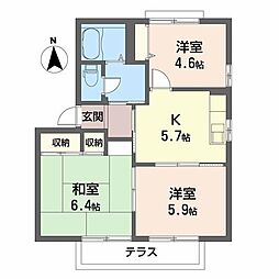ディアス甲栄台D棟 3Kの間取図画像