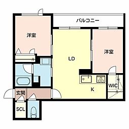 シャーメゾン千本 2LDKの間取図画像