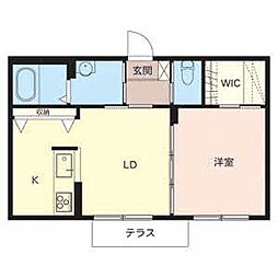 プチ・フォレ 1階1LDKの間取り