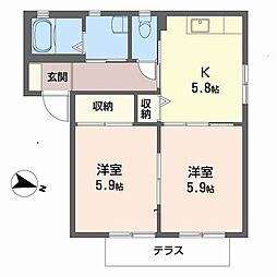 バリュージュ青野C 2Kの間取図画像