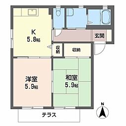 グリーンたちばな2 2Kの間取図画像