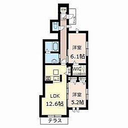 ガーデンズ太寺 0101 1階2LDKの間取り