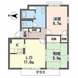 スセッソ川西 2LDKの間取図画像