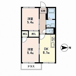 佃ハイツ 2DKの間取図画像
