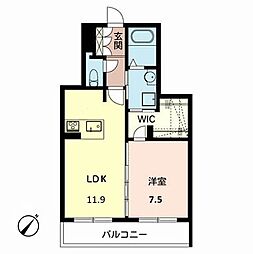 アトリエールエイチ 1LDKの間取図画像