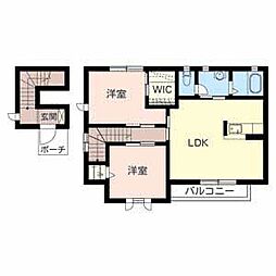 シャーメゾン木ノ本 2階2LDKの間取り