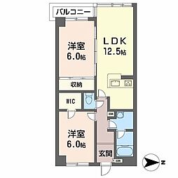 ナカタビル4番館 2LDKの間取図画像