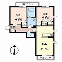 ヴェルデアリエッタ 2LDKの間取図画像