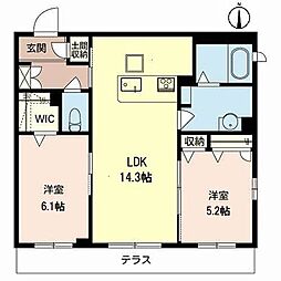 シャーメゾンエトワール 2LDKの間取図画像