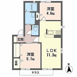 ピエモンヌ東山3 2LDKの間取図画像