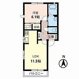 ファミールアダチ1 1LDKの間取図画像