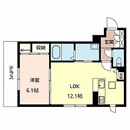 シャーメゾン　グラース 0103 1階1LDKの間取り