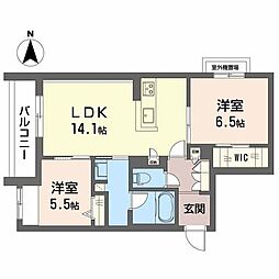 シャーメゾン　ベル　プレジール 0301 3階2LDKの間取り