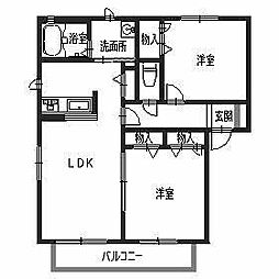 パルケアミスタ3棟 2LDKの間取図画像