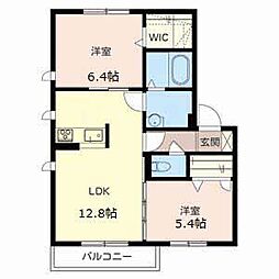 ソレイユ彩都A 2LDKの間取図画像