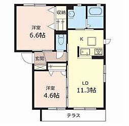 ブライトンベル2 2LDKの間取図画像